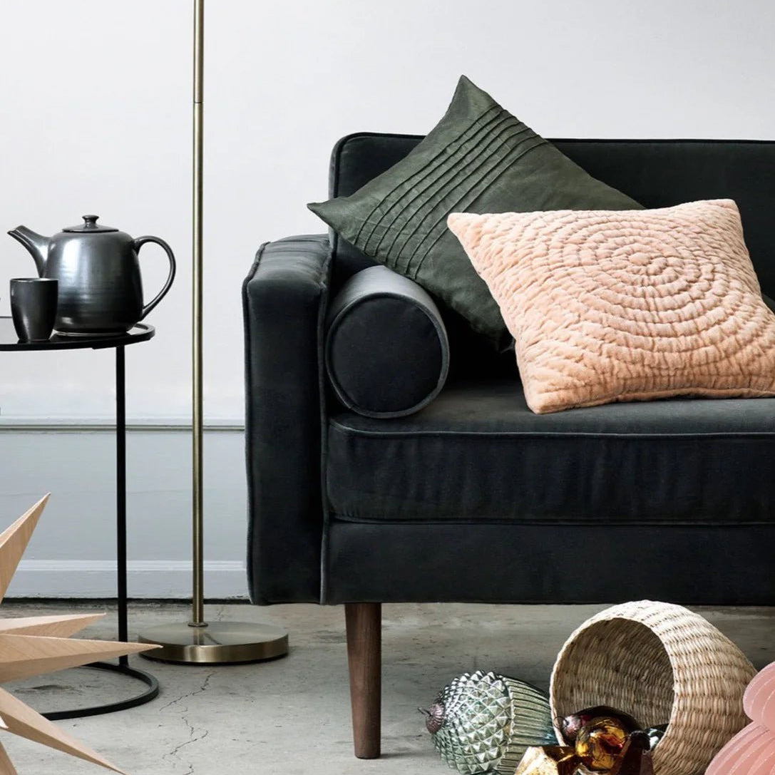 Broste Wind 2 Seater Sofa - Black Velvet Sofa - Bokel Home