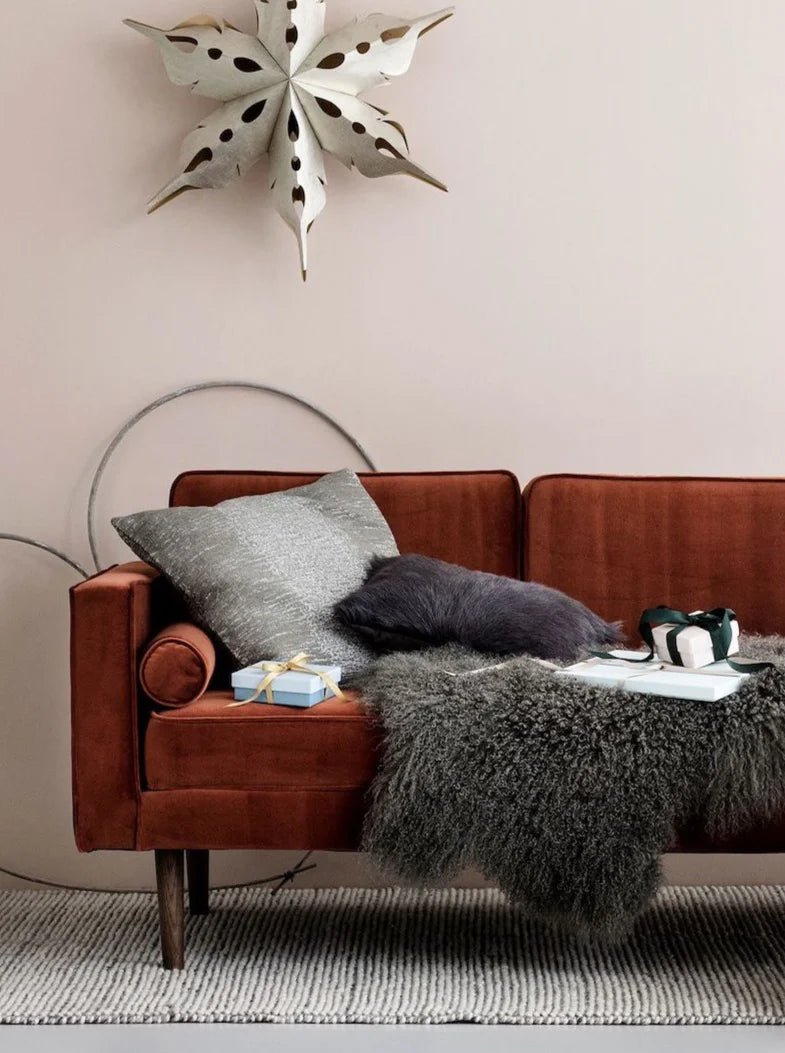 Broste Wind 2 Seater Sofa - Caramel Cafe Velvet Sofa - Bokel Home