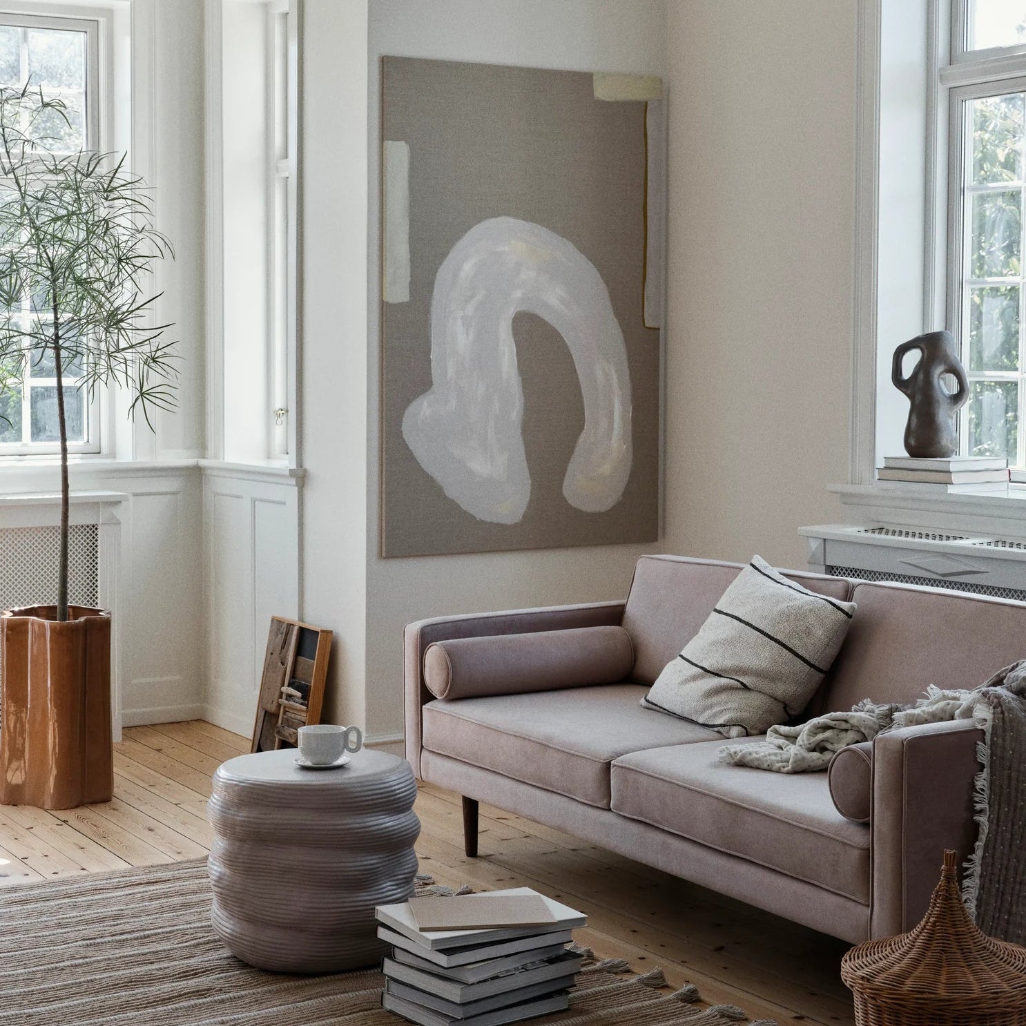 Broste Wind 2 Seater Sofa - Drizzle Grey Velvet Sofa - Bokel Home