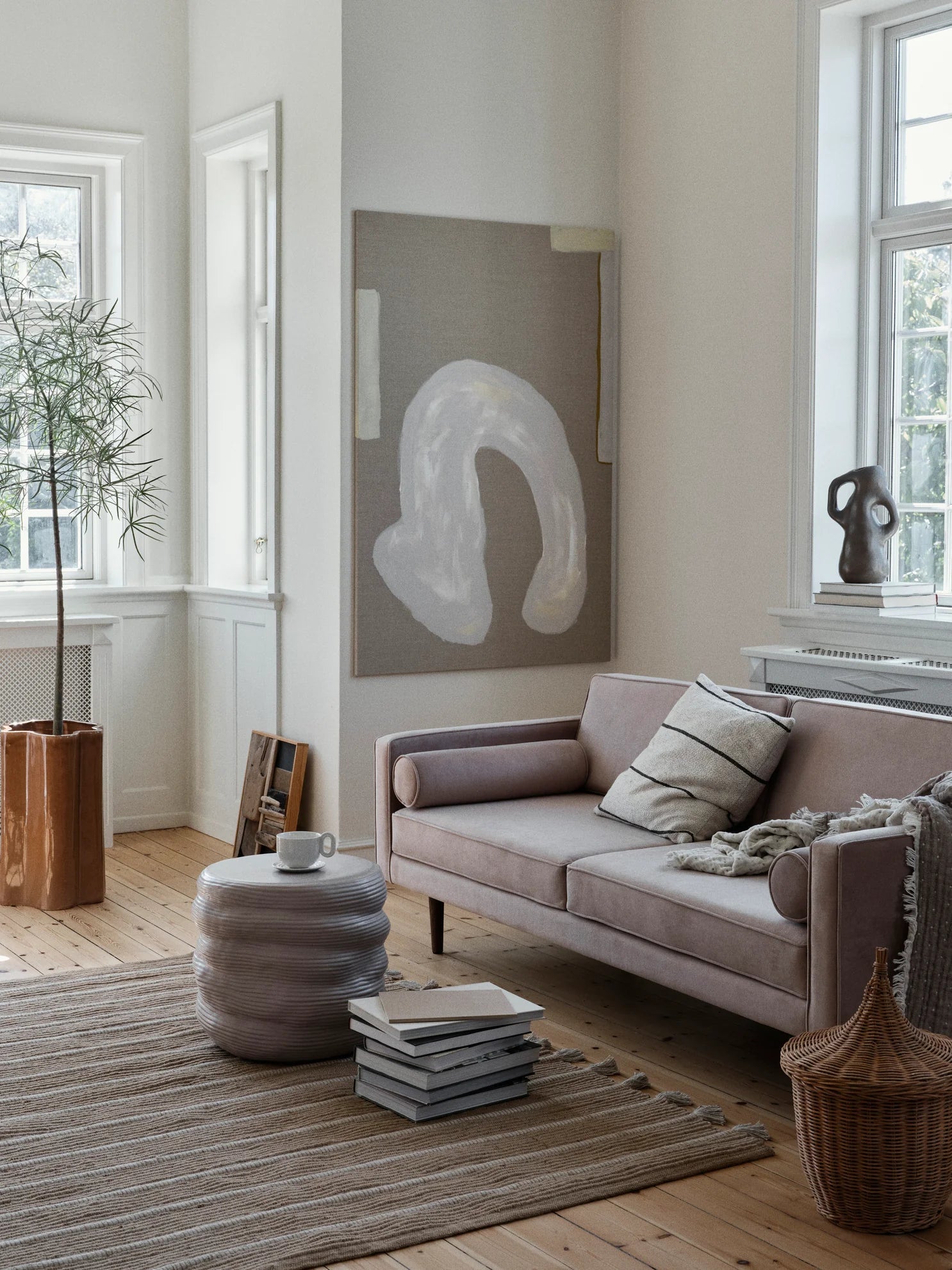 Broste Wind 2 Seater Sofa - Drizzle Grey Velvet Sofa - Bokel Home