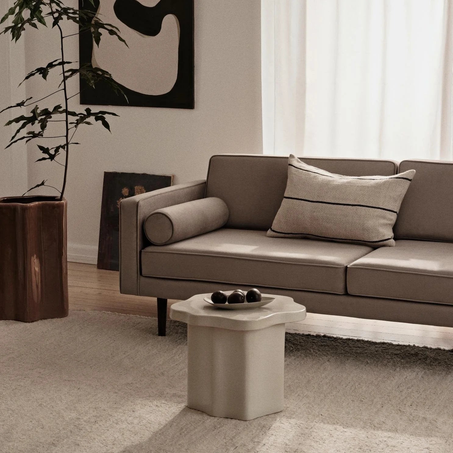 Broste Wind 2 Seater Sofa - Light Grey Velvet Sofa - Bokel Home