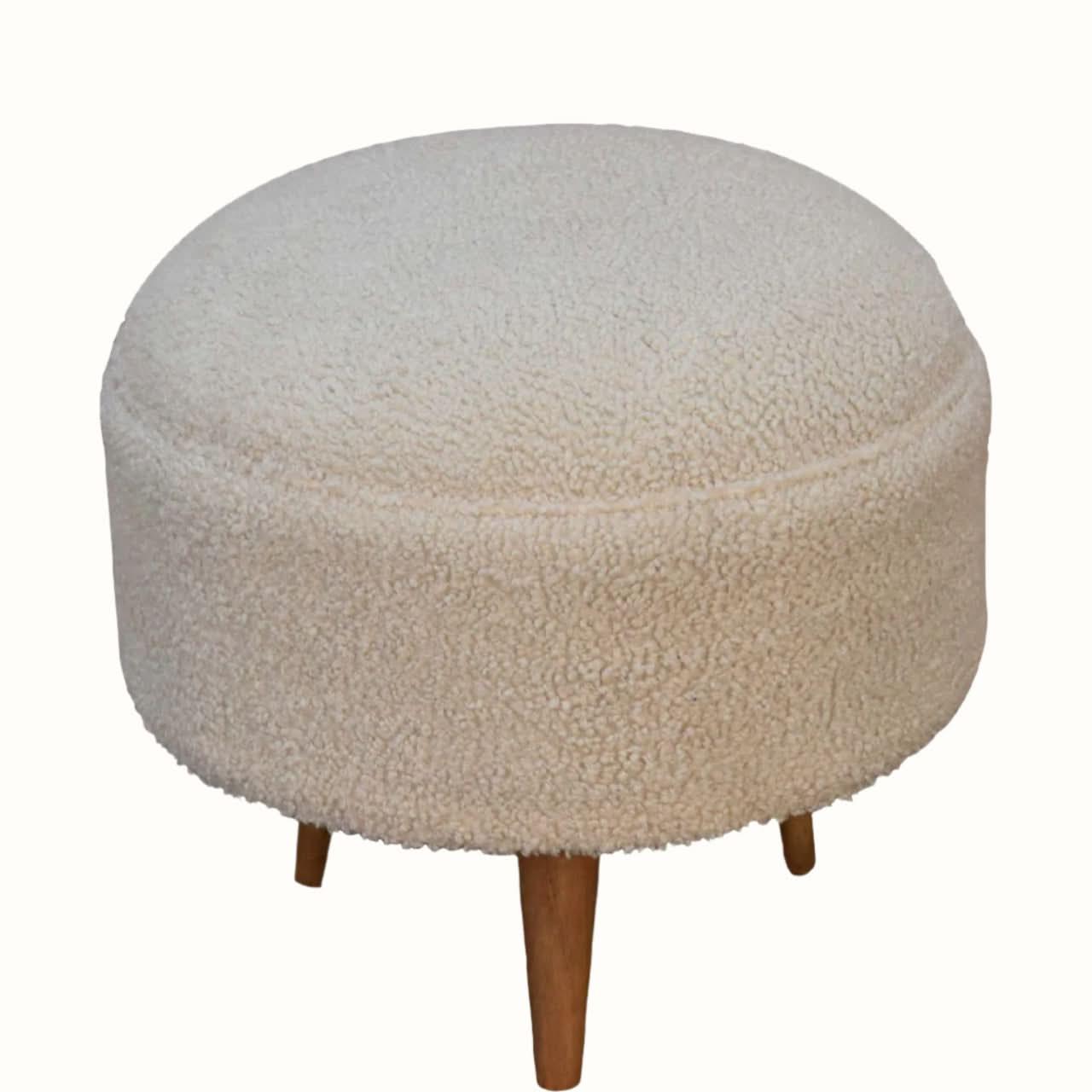 Button Boucle Footstool - Cream/Natural Footstools - Bokel Home