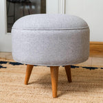 Button Tweed Footstool - Grey/Natural Footstools - Bokel Home