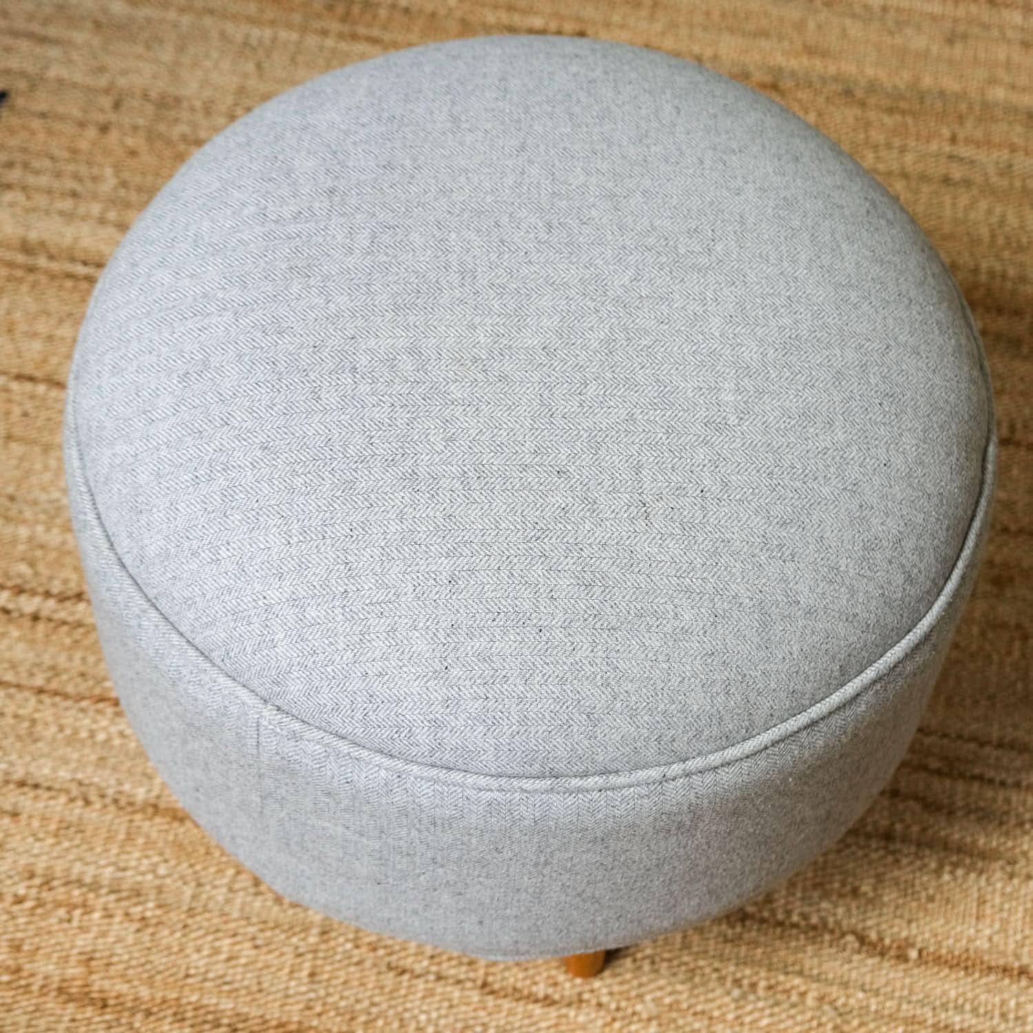 Button Tweed Footstool - Grey/Natural Footstools - Bokel Home