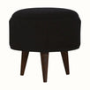 Button Velvet Footstool - Black/Walnut Footstools - Bokel Home
