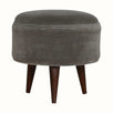 Button Velvet Footstool - Grey/Walnut Footstools - Bokel Home