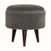 Button Velvet Footstool - Grey/Walnut Footstools - Bokel Home