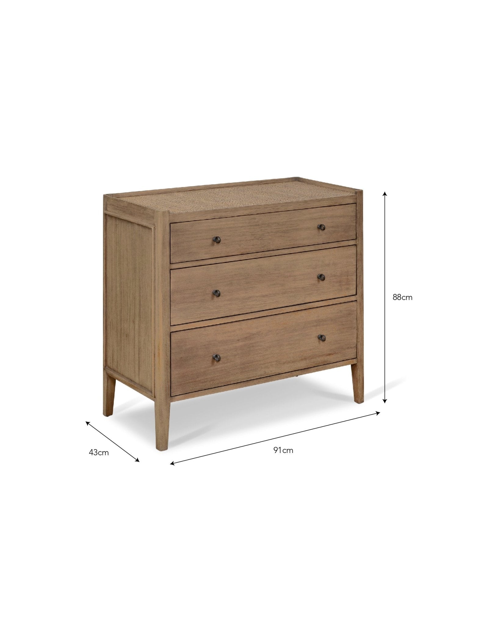 Chesterton Chest of 3 Drawers - Natural Chest of Drawers - Bokel Home