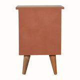 Cline 2 Drawer Bedside Table - Brick Red/Natural Bedside Tables - Bokel Home