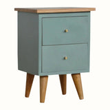 Cline 2 Drawer Bedside Table - Green/Natural Bedside Tables - Bokel Home
