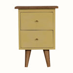 Cline 2 Drawer Bedside Table - Yellow/Natural Bedside Tables - Bokel Home