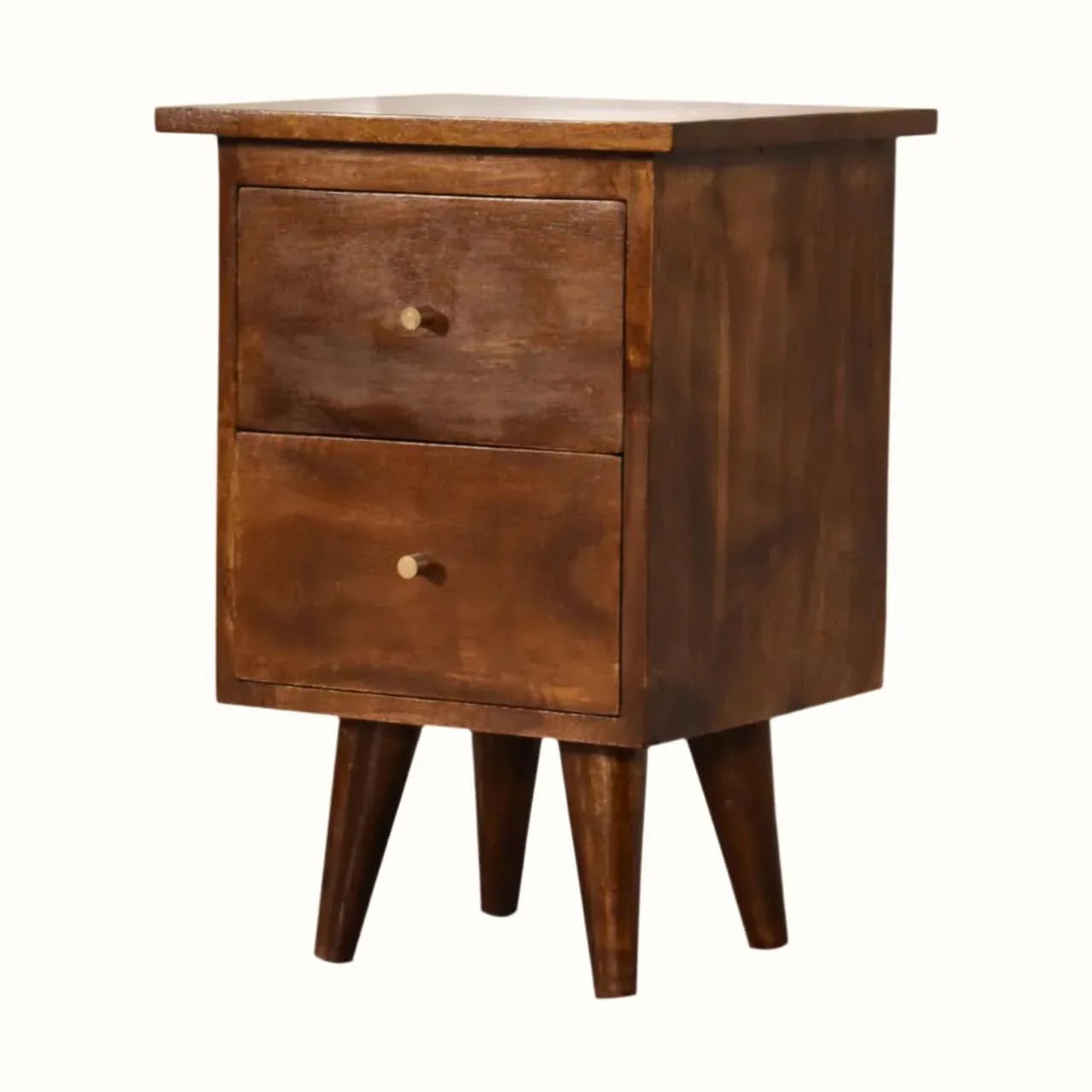 Cline Bedside Table with 2 Drawers, Small - Chestnut Bedside Tables - Bokel Home