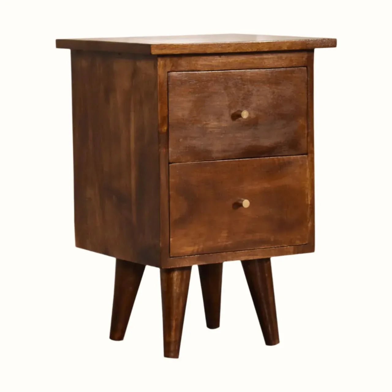 Cline Bedside Table with 2 Drawers, Small - Chestnut Bedside Tables - Bokel Home