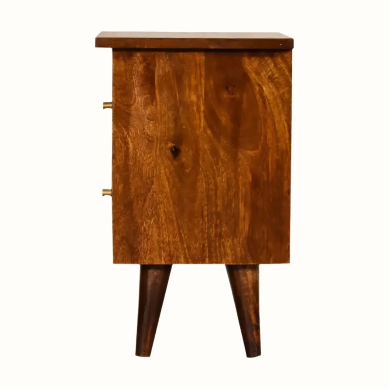 Cline Bedside Table with 2 Drawers, Small - Chestnut Bedside Tables - Bokel Home