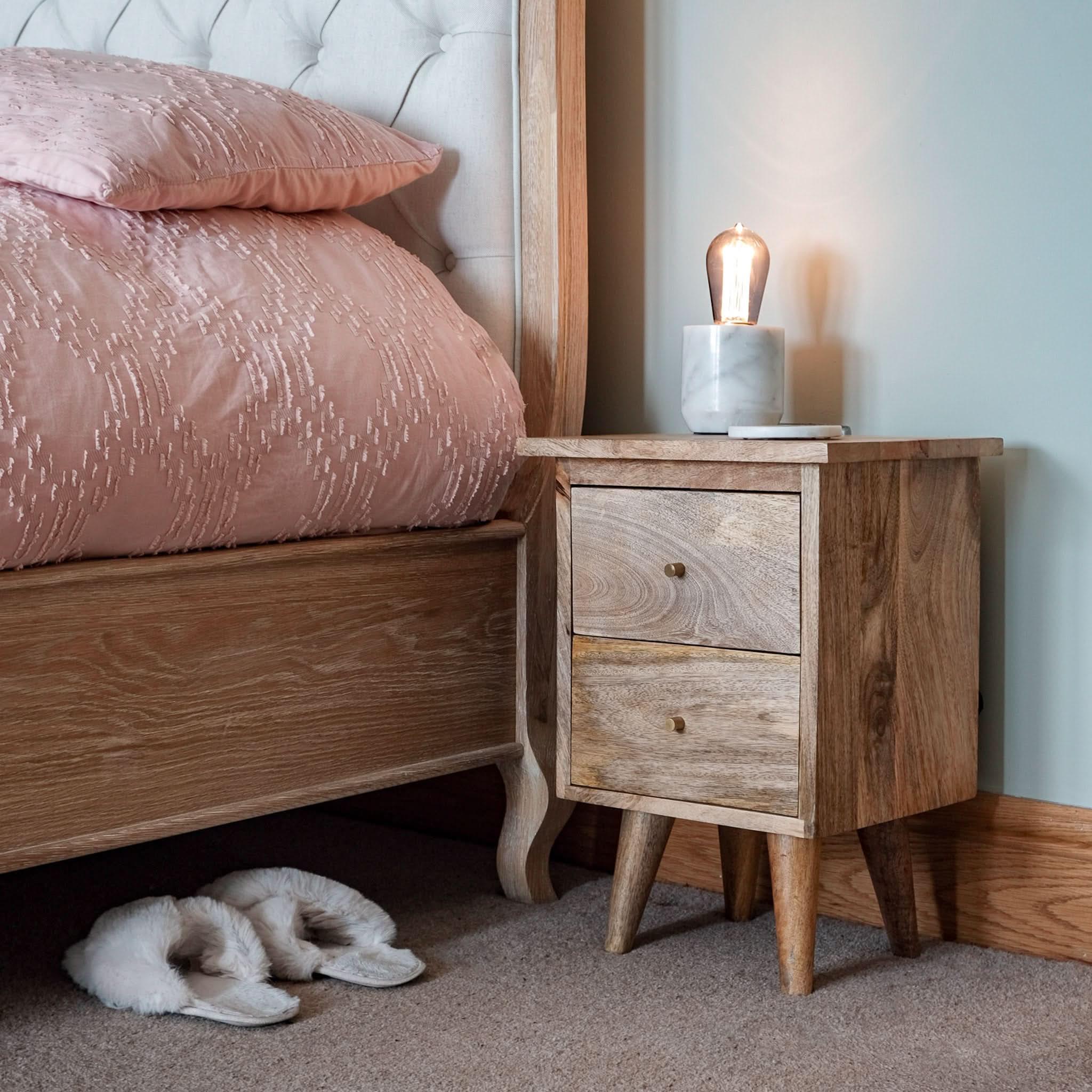 Cline Bedside Table with 2 Drawers, Small - Natural Bedside Tables - Bokel Home