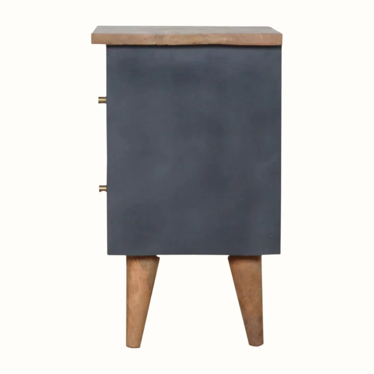 Cline Hand Painted Bedside Table with 2 Drawers. Medium - Black/Natural Bedside Tables - Bokel Home