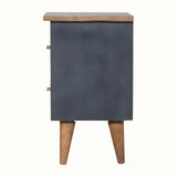 Cline Hand Painted Bedside Table with 2 Drawers. Medium - Black/Natural Bedside Tables - Bokel Home