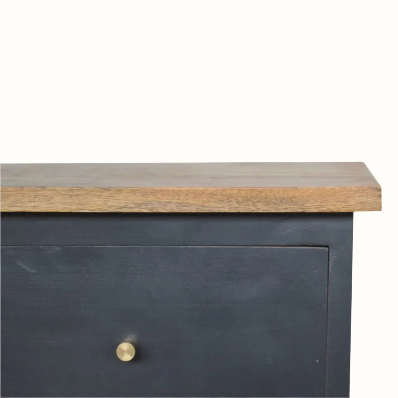 Cline Hand Painted Bedside Table with 2 Drawers. Medium - Black/Natural Bedside Tables - Bokel Home