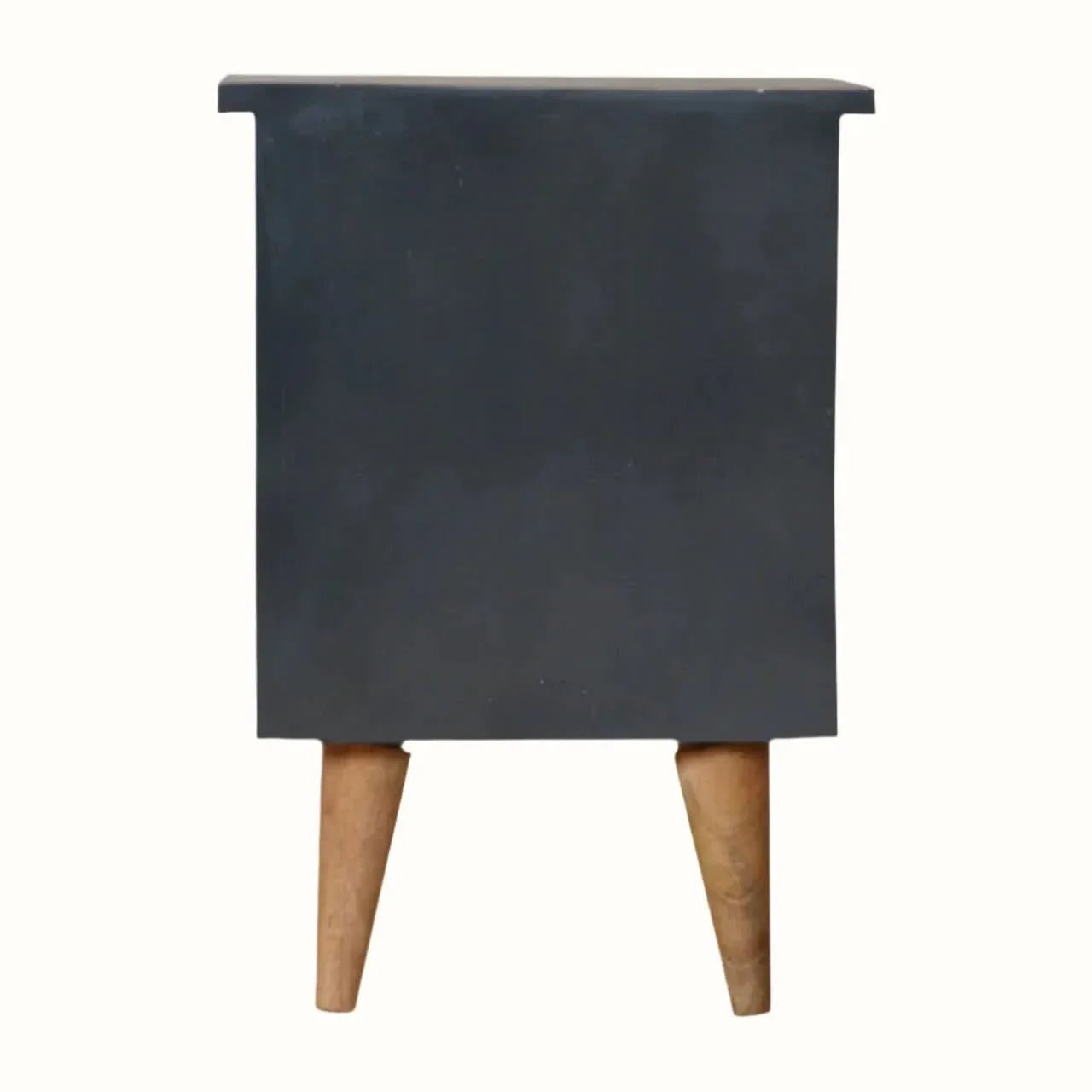Cline Hand Painted Bedside Table with 2 Drawers. Medium - Black/Natural Bedside Tables - Bokel Home