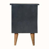 Cline Hand Painted Bedside Table with 2 Drawers. Medium - Black/Natural Bedside Tables - Bokel Home