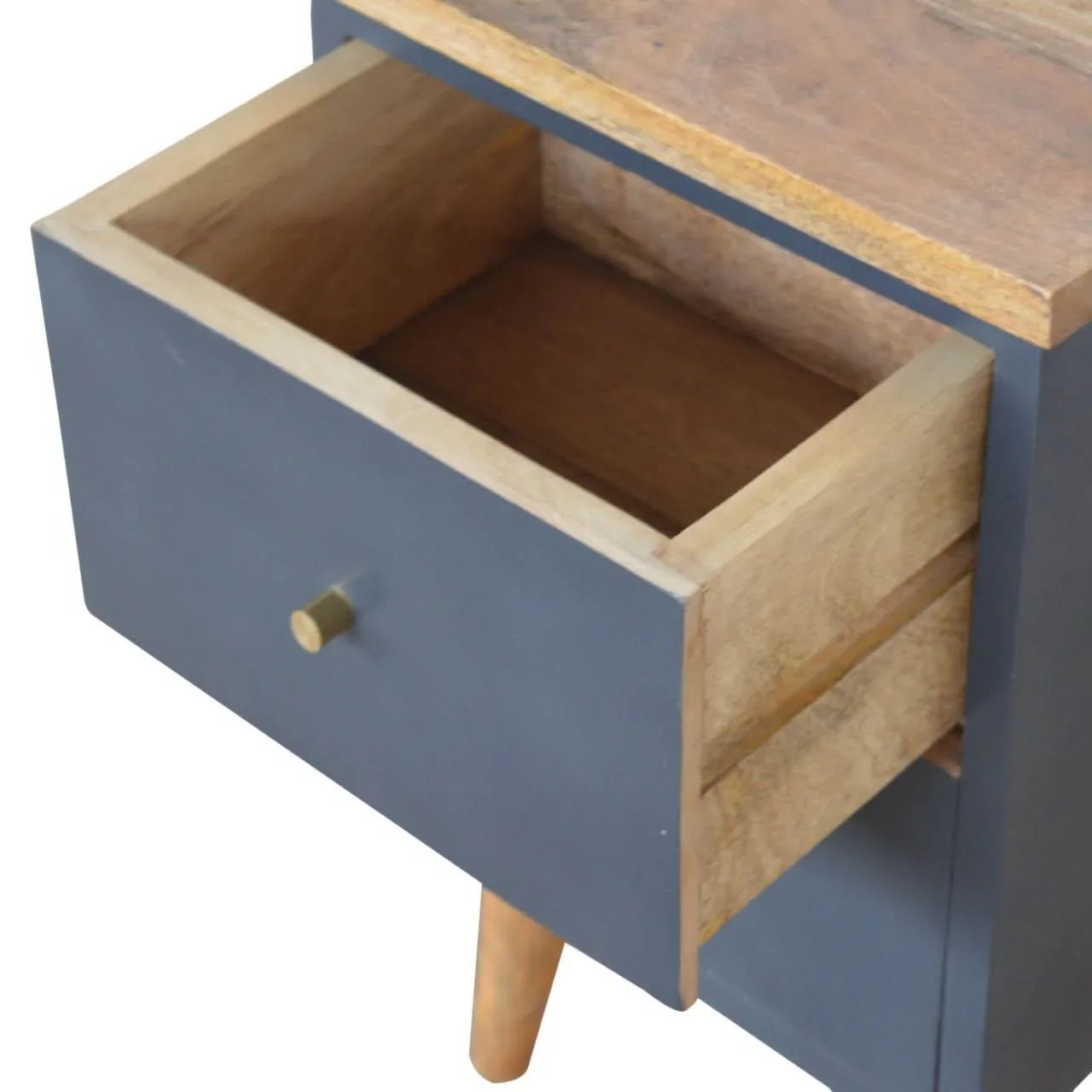 Cline Hand Painted Bedside Table with 2 Drawers. Medium - Black/Natural Bedside Tables - Bokel Home