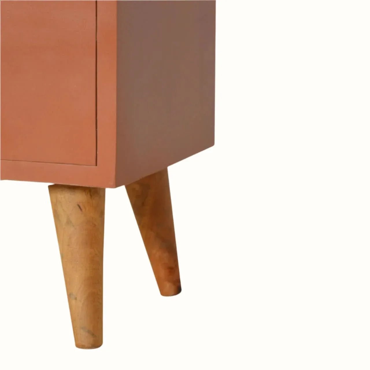 Cline Hand Painted Bedside Table with 2 Drawers, Medium - Brick Red/Natural Bedside Tables - Bokel Home