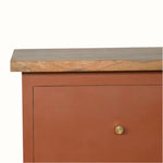 Cline Hand Painted Bedside Table with 2 Drawers, Medium - Brick Red/Natural Bedside Tables - Bokel Home