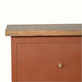 Cline Hand Painted Bedside Table with 2 Drawers, Medium - Brick Red/Natural Bedside Tables - Bokel Home