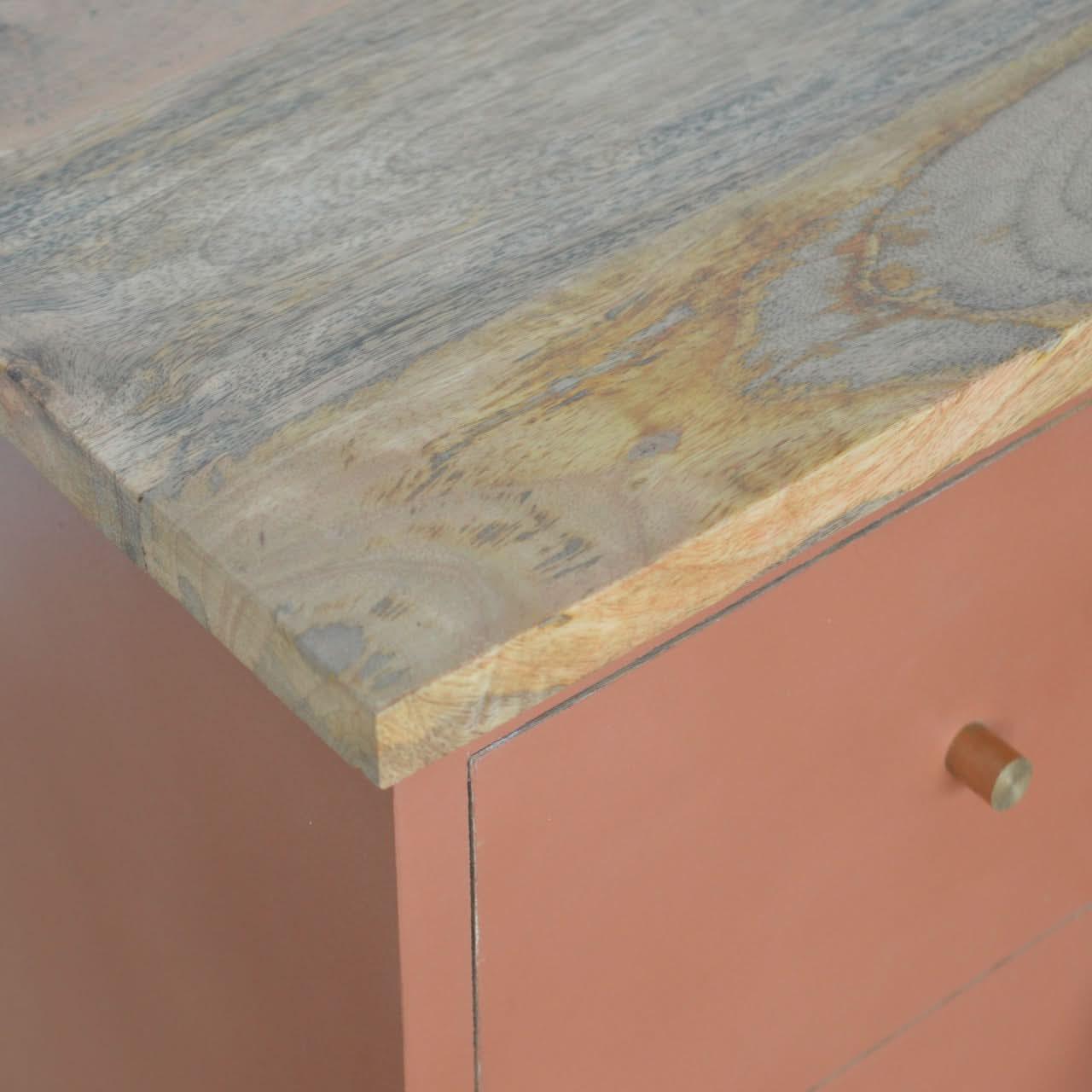 Cline Hand Painted Bedside Table with 2 Drawers, Medium - Brick Red/Natural Bedside Tables - Bokel Home