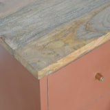 Cline Hand Painted Bedside Table with 2 Drawers, Medium - Brick Red/Natural Bedside Tables - Bokel Home