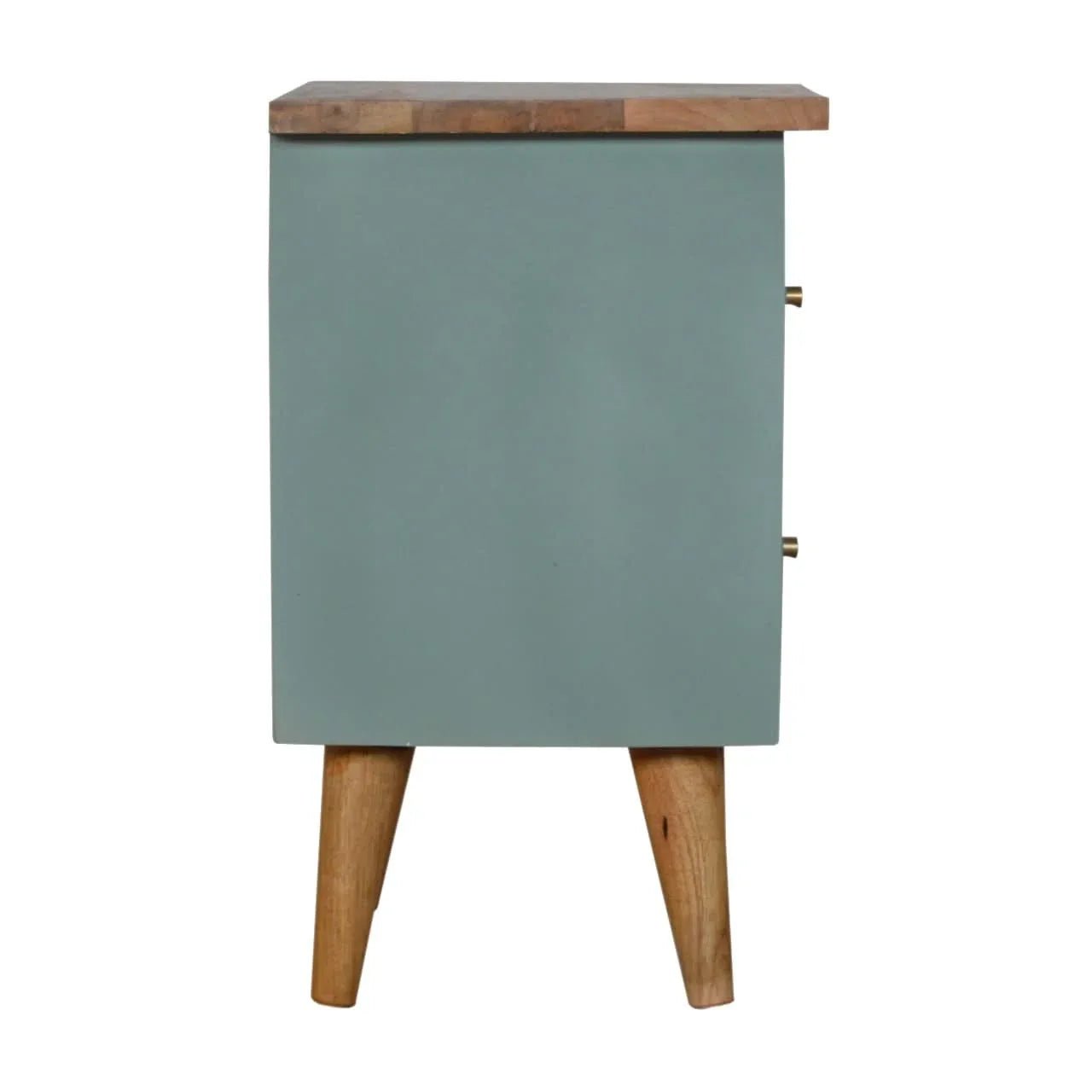 Cline Hand Painted Bedside Table with 2 Drawers, Medium - Green/Natural Bedside Tables - Bokel Home
