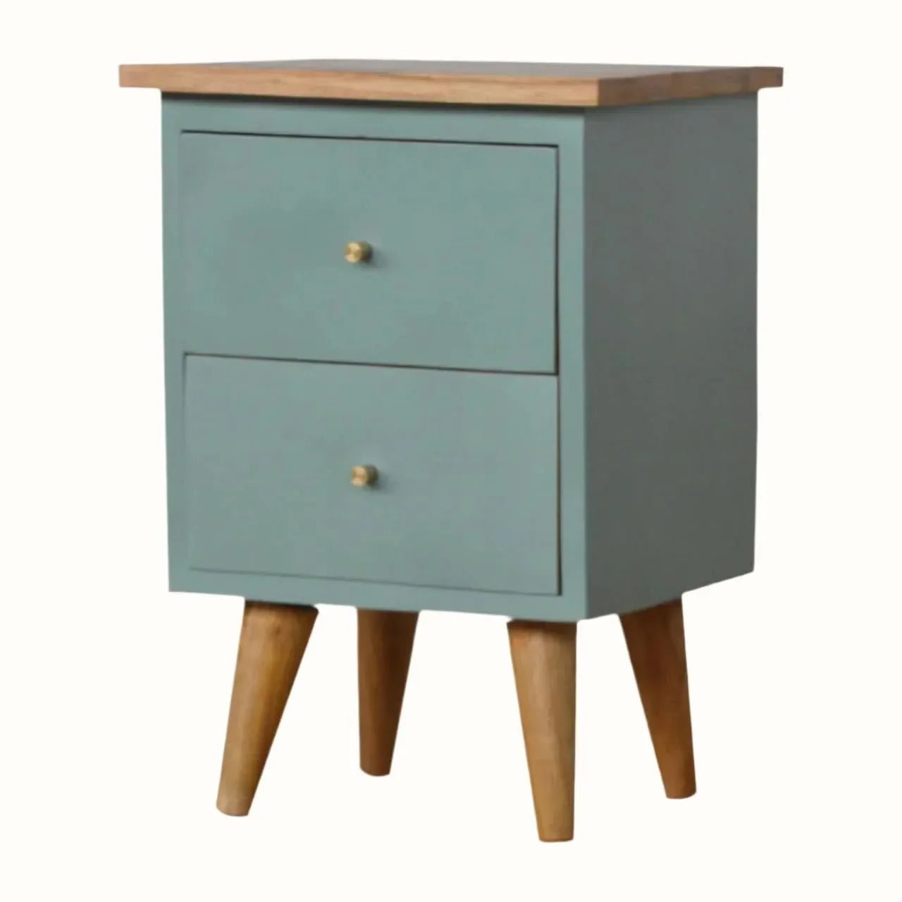 Cline Hand Painted Bedside Table with 2 Drawers, Medium - Green/Natural Bedside Tables - Bokel Home