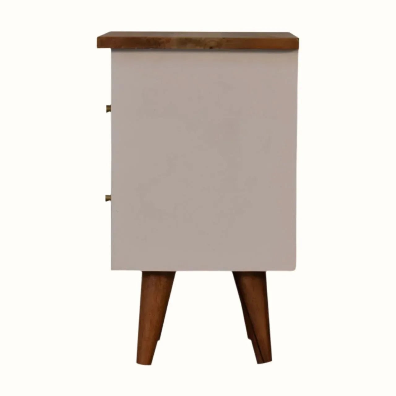 Cline Hand Painted Bedside Table with 2 Drawers, Medium - White/Natural Bedside Tables - Bokel Home