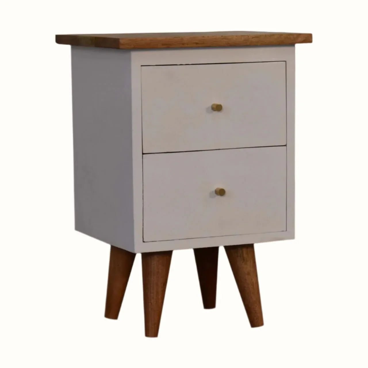 Cline Hand Painted Bedside Table with 2 Drawers, Medium - White/Natural Bedside Tables - Bokel Home