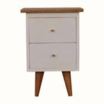 Cline Hand Painted Bedside Table with 2 Drawers, Medium - White/Natural Bedside Tables - Bokel Home