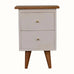 Cline Hand Painted Bedside Table with 2 Drawers, Medium - White/Natural Bedside Tables - Bokel Home