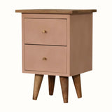 Cline Hand Painted Bedside Table with 2 Drawers, Small - Blush Pink/Natural Bedside Tables - Bokel Home