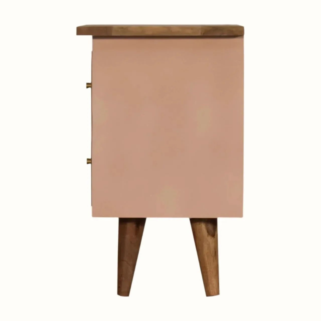 Cline Hand Painted Bedside Table with 2 Drawers, Small - Blush Pink/Natural Bedside Tables - Bokel Home