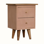 Cline Hand Painted Bedside Table with 2 Drawers, Small - Blush Pink/Natural Bedside Tables - Bokel Home