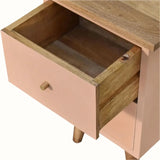 Cline Hand Painted Bedside Table with 2 Drawers, Small - Blush Pink/Natural Bedside Tables - Bokel Home