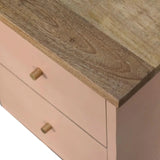 Cline Hand Painted Bedside Table with 2 Drawers, Small - Blush Pink/Natural Bedside Tables - Bokel Home