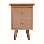 Cline Hand Painted Bedside Table with 2 Drawers, Small - Blush Pink/Natural Bedside Tables - Bokel Home