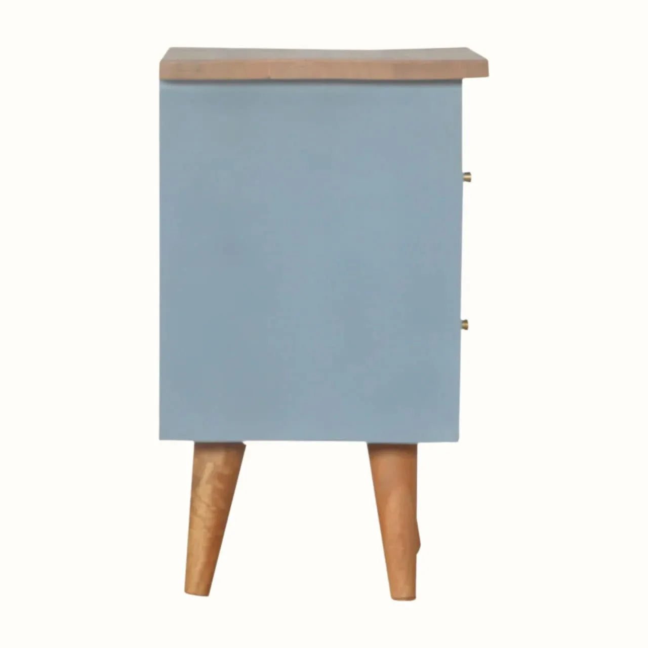 Cline Hand Painted Bedside Table with 2 Drawers, Small - Light Blue/Natural Bedside Tables - Bokel Home