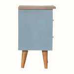Cline Hand Painted Bedside Table with 2 Drawers, Small - Light Blue/Natural Bedside Tables - Bokel Home