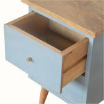 Cline Hand Painted Bedside Table with 2 Drawers, Small - Light Blue/Natural Bedside Tables - Bokel Home