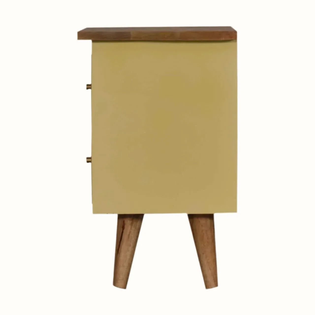 Cline Hand Painted Bedside Table with 2 Drawers, Small - Yellow/Natural Bedside Tables - Bokel Home