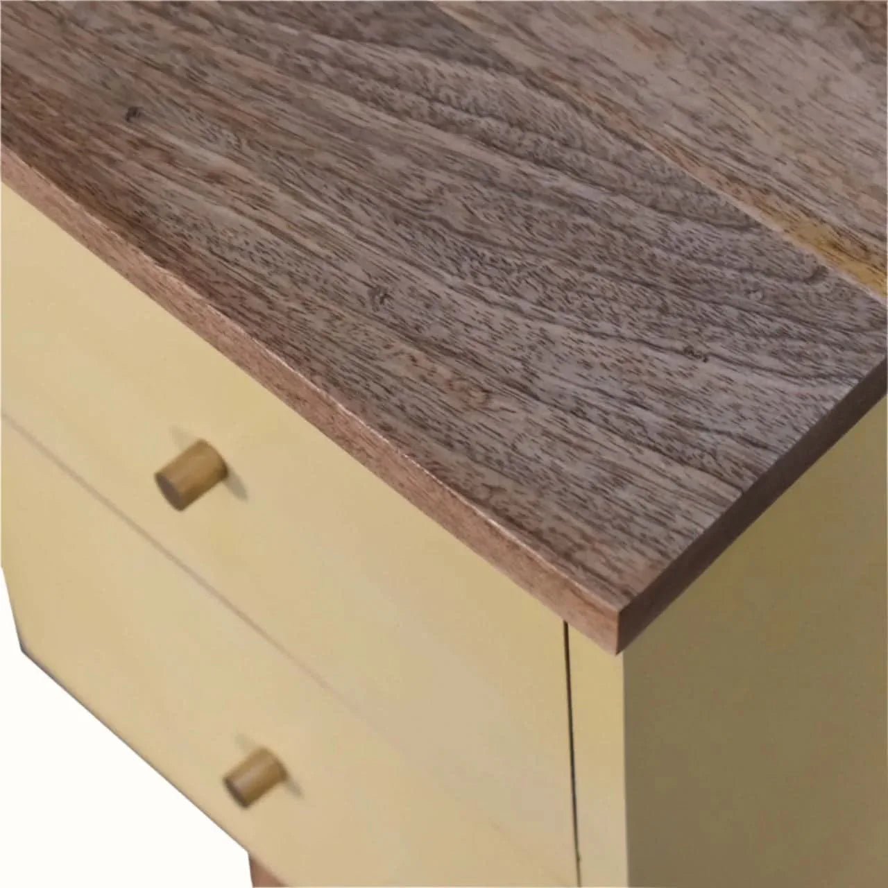Cline Hand Painted Bedside Table with 2 Drawers, Small - Yellow/Natural Bedside Tables - Bokel Home