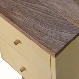 Cline Hand Painted Bedside Table with 2 Drawers, Small - Yellow/Natural Bedside Tables - Bokel Home