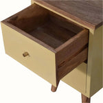 Cline Hand Painted Bedside Table with 2 Drawers, Small - Yellow/Natural Bedside Tables - Bokel Home