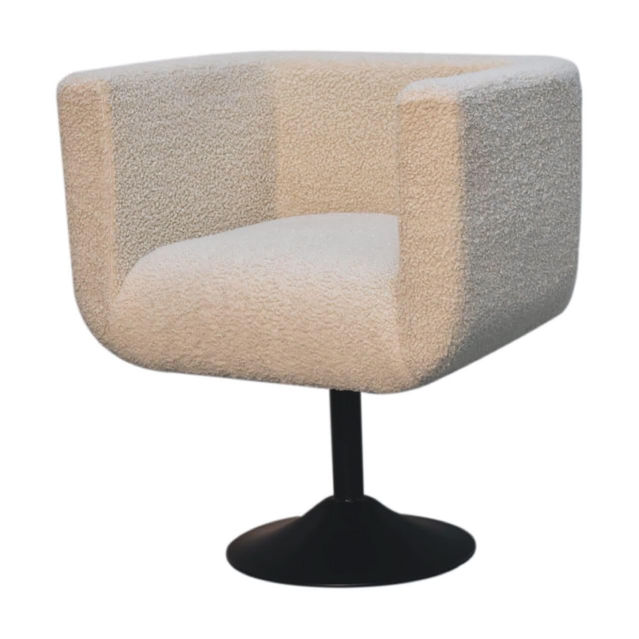 Cream Boucle Swivel Chair Accent Chairs - Bokel Home